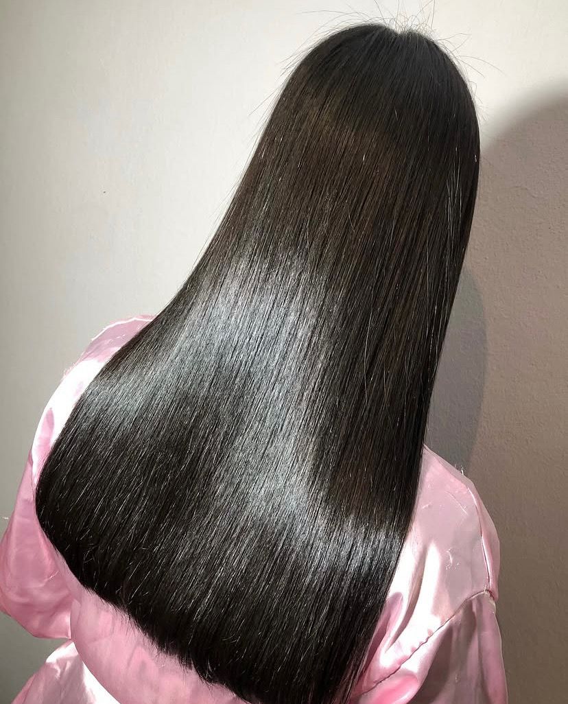 Progressiva em cabelo preto